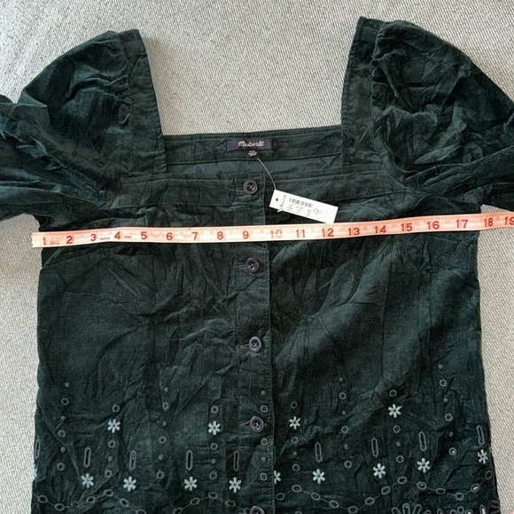 NWT Madewell Embroidered Eyelet Corduroy Tie-Sleeve Top - Picture 10 of 15